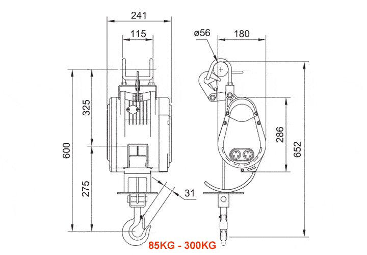ME - electric winch , electric hoist , 200kg ~ 500kg , 電動吊車 , 電動捲揚機 , 220v , 230v ,240v